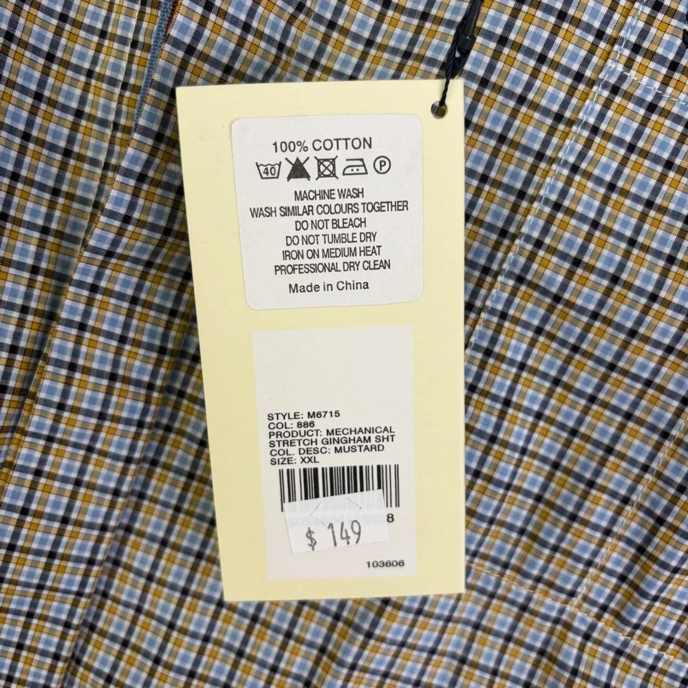 Fred Perry Bradley Wiggins Shirt Mens XXL Mustard Gingham New Short Sleeve M6715